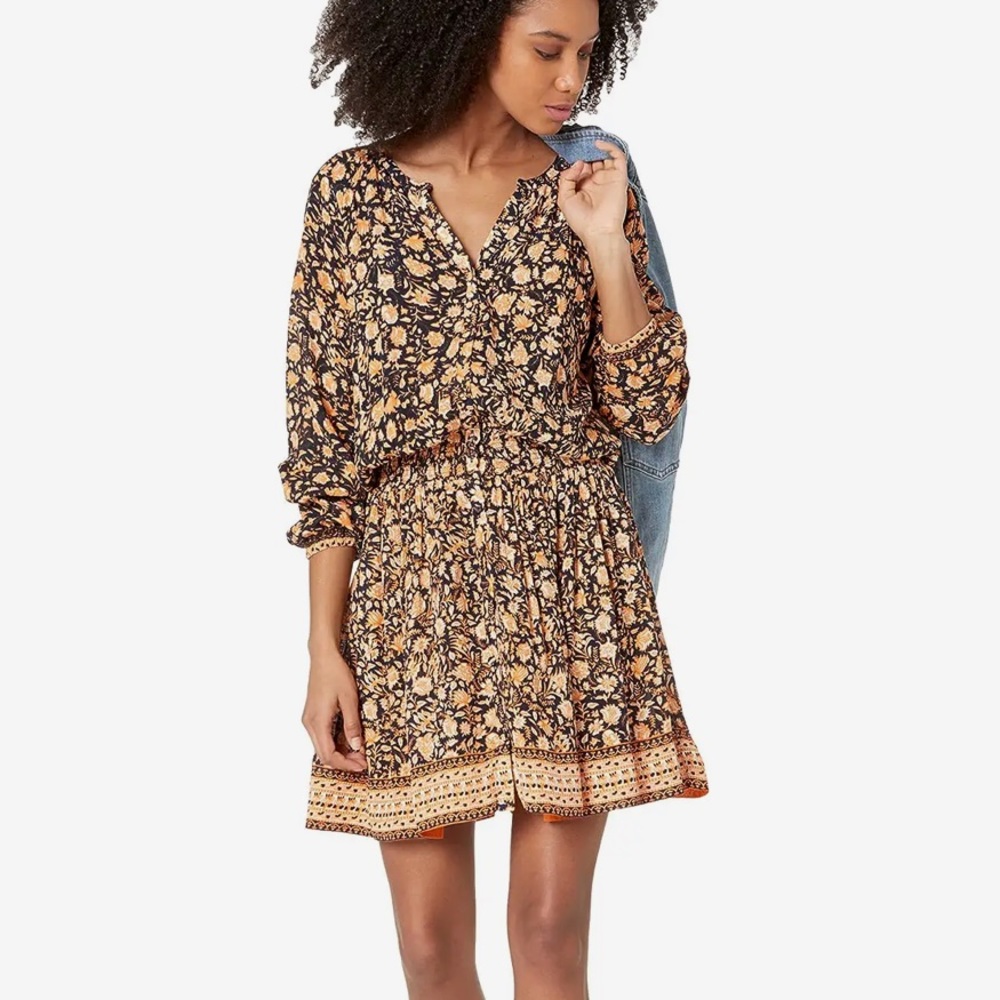 NWT Faherty Button Smocked Dobby Dress SIZE large